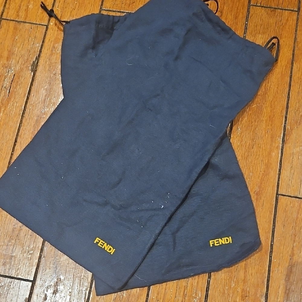 Fendi Dark Blue Dust Bags with Yellow Logo